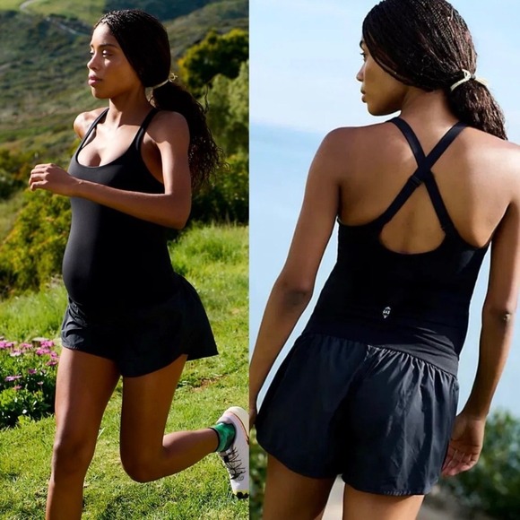 FP Movement x HATCH Pants - FP Movement x HATCH Maternity Active Romper Black Large Adjustable Straps